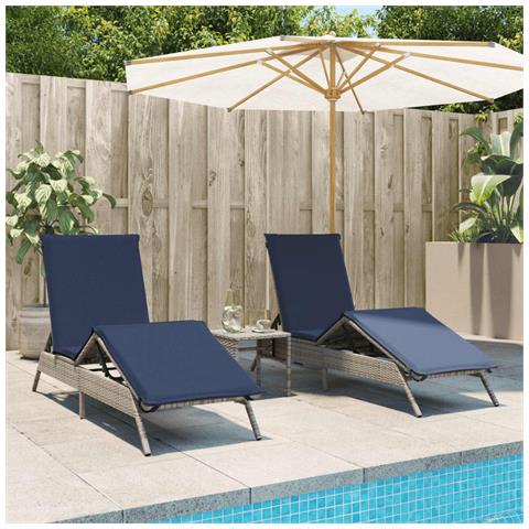 Lettini Prendisole 2 pz con Tavolino Grigio in Polyrattan - Foto 2