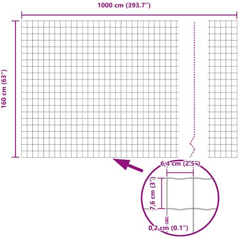 Euro Fence Grigio 1,6x10 m Acciaio - Foto 8