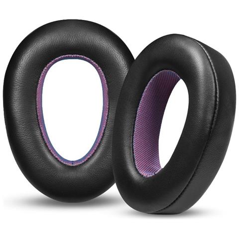 Cuscinetti Auricolari Di Ricambio In Pelle Di Agnello Viola E Nero Per Cuffie Sennheiser Pxc550, Pxc480, Mb660 Uc Ms, Pxc550 Ii (2 Pezzi) - Foto 1