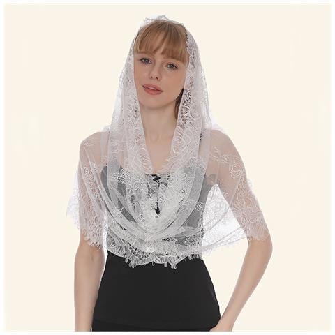 Velo Da Sposa Rotondo In Pizzo Bianco, Compatibile Con Abiti Da Sposa, Leggero E Traspirante, Ideale Per Cerimonie E Matrimoni - Foto 1