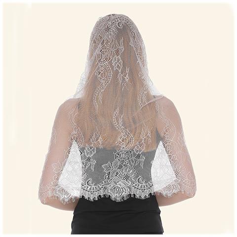 Velo Da Sposa Rotondo In Pizzo Bianco, Compatibile Con Abiti Da Sposa, Leggero E Traspirante, Ideale Per Cerimonie E Matrimoni - Foto 2