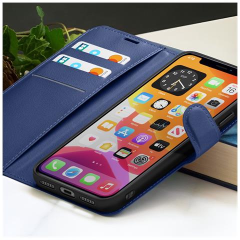 Custodia A Portafoglio Per Iphone Xr Con Funzione Supporto E Linguetta Magnetica, Blu Scuro - Foto 2