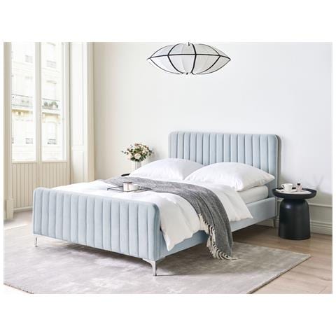Letto Velluto Lunan 140 X 200 Cm Azzurro - Foto 1