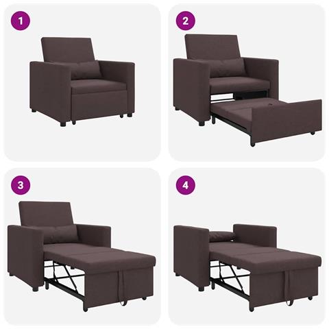 Divano Letto Singolo Marrone scuro 90 x 165 x 87 cm Tessuto - Foto 9