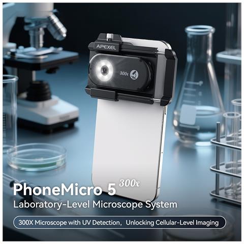 Obiettivo Microscopio Esterno Per Telefono Con Ingrandimento Hd 300x, Compatibile Con Huawei, Samsung, Apple, Garmin - Foto 2