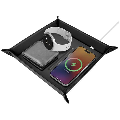 Vassoio A Marsupio Con Stazione Di Ricarica Wireless Qi 15w A Carica Rapida, Nero - Foto 1