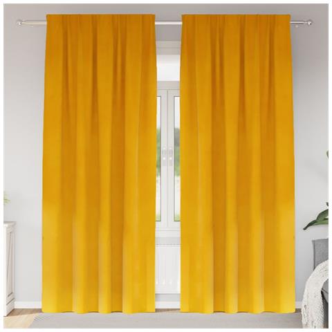 Tende con tende 2 pcs giallo senape 140 x 245 cm Velluto - Foto 2