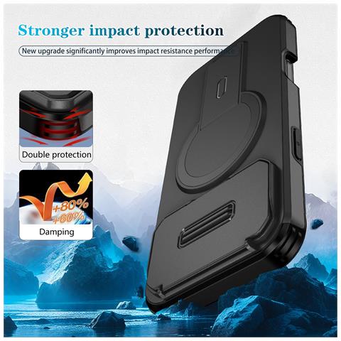 Custodia Magnetica 2-in-1 Compatibile Con Iphone 17 Pro Max Con Finestra Scorrevole E Supporto Black - Foto 2