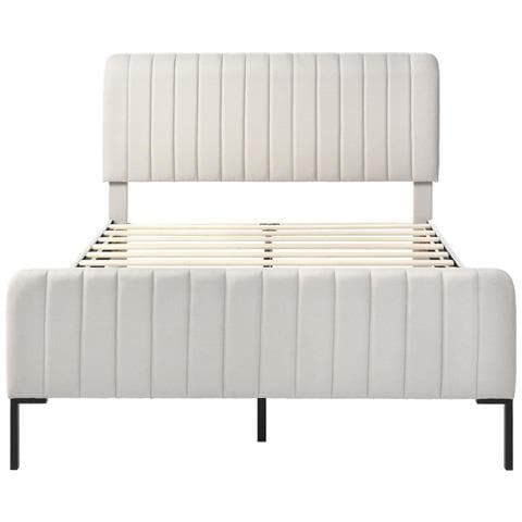 Letto Matrimoniale In Lino Grigio-beige Con Struttura In Legno Massello E Design Moderno - Foto 3