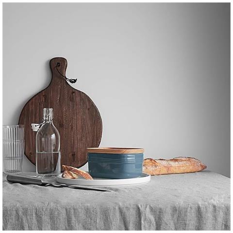 Portaburro Ceramica Extra Large con Coperchio Legno, Ermetico per Frigo o Piano, Freezer Safe, Turchese - Foto 2