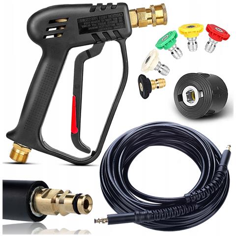 Pistola Alta Pressione Con 5 Ugelli + Tubo 10m Click /click - Compatibile Con Idropulitrice Kärcher K2-k7 | Fino A 160 Bar | Montaggio Rapido - Foto 1