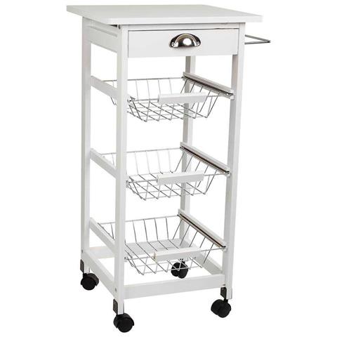 Carrello Da Cucina In Legno Bianco 40x37x82h - Foto 1