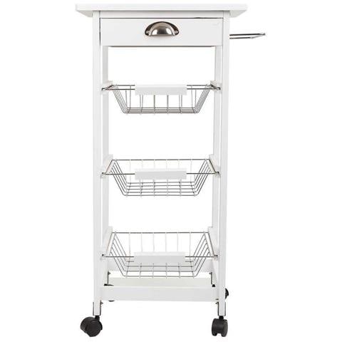 Carrello Da Cucina In Legno Bianco 40x37x82h - Foto 2