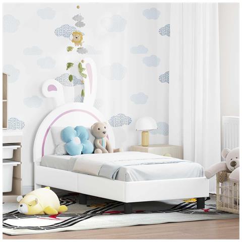 Struttura letto per bambini con testata Bianco 70 x 140 cm PU - Foto 2
