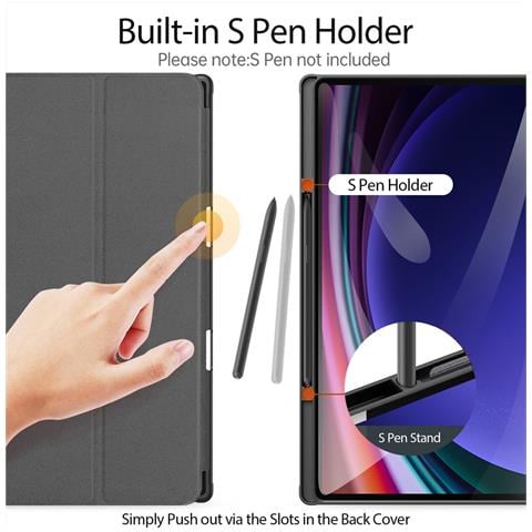 Cover per Galaxy Tab S10 Ultra - Pelle /PU, Nero, Auto Wake /Sleep - Foto 4