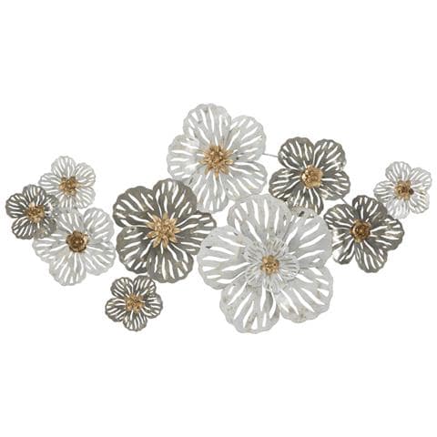 Decorazione In Metallo 3d Fiori 7-multicolore-metallo-140x10x74,5 Cm - Foto 1