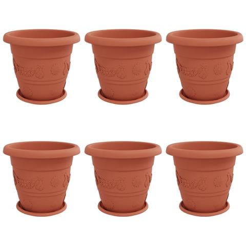 Vasi per Piante 6 pcs Rosso Mattone Ø 26 x 21.5 cm Plastica - Foto 1