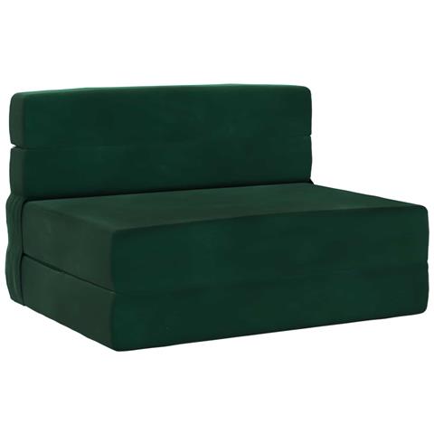 Divano Letto Pieghevole Verde Scuro 70 x 72 x 60 cm Tessuto - Foto 1