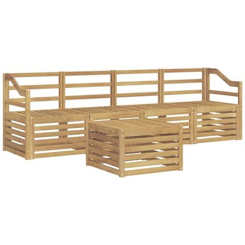 Set di divani da esterno 5 pcs Bianco Legno di Acacia Massello - Foto 1