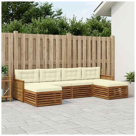 Set divani con cuscino 6 pcs Legno di Acacia Massello - Foto 2