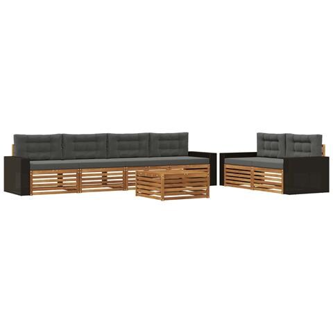 Set di divani da esterno 7 pcs Naturale e Antracite Poliestere - Foto 1