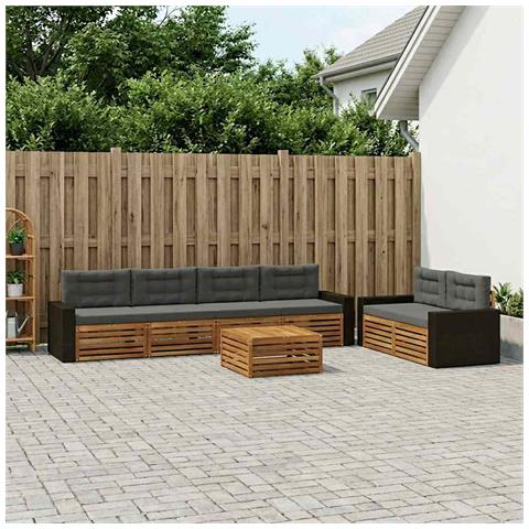 Set di divani da esterno 7 pcs Naturale e Antracite Poliestere - Foto 2