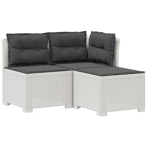 Divano da giardino 3 posti con cuscini in look rattan PP Bianco - Foto 1