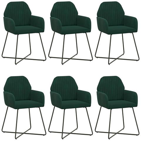 Sedie da pranzo 6 pcs Velluto (V) Verde Scuro 55 x 50 x 84 cm - Foto 1