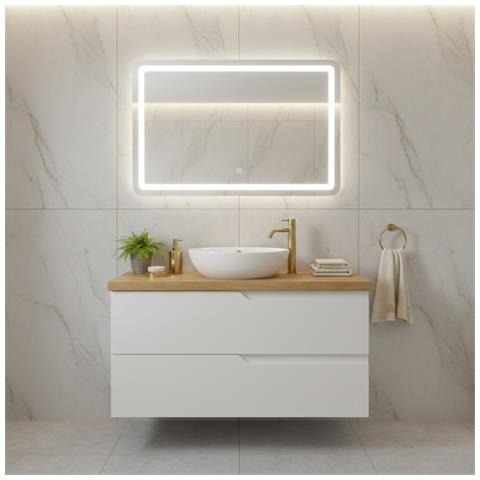 Set di mobili da bagno, BiancoMobilealto per bagno e lavabo 60 cmMobilecon piano d'appoggio, Appeso, MDF, MODERNO - Foto 5