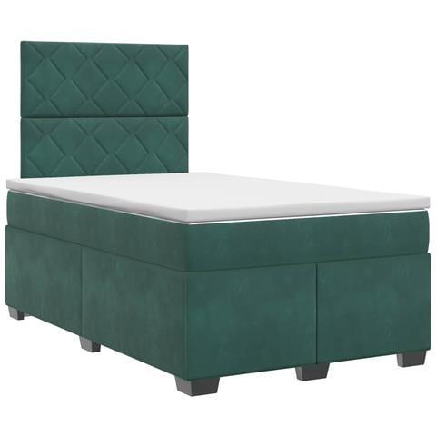 Letto box spring con materasso Verde Scuro 120 x 190 cm Velluto - Foto 1