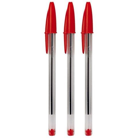 Set 3 Penne A Sfera Bic Cristal Original Penna Inchiostro Rosso Punta 1 Mm - Foto 1