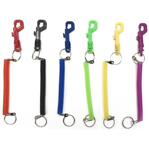 1 Portachiavi A Molla Allungabile Colorato Con Moschettone Retrattile Clip Nero - Foto 1