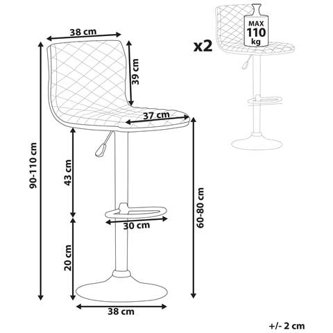 Set Di 2 Sgabelli Da Bar In Tessuto Nero Orlando - Foto 31