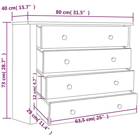 Armadietto 80x40x73 Cm In Legno Di Pino Modello Panama - Foto 7