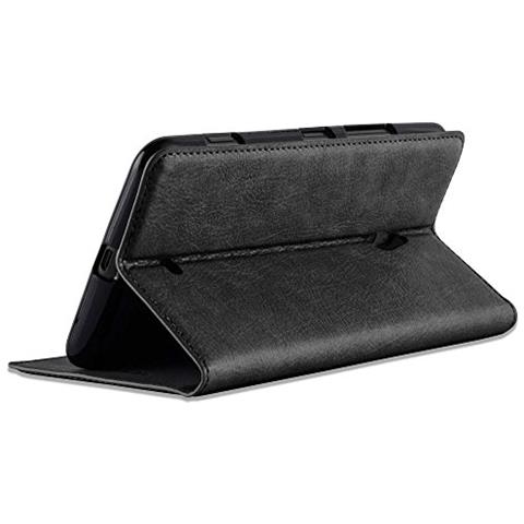 Custodia Compatibile Con Nokia Lumia 1320 In Nero Di Notte - Coperchio Protettiva Con Chiusura Magnetica, Funzione Stand E Tasca Per Le Carte - Foto 2