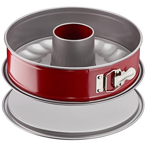 Delibake Stampo Savarin Ha Cerniera Acciaio Rosso Carbonio, Acciaio, Rosso, 10 X 28,8 X 28,8 Centimetri - Foto 1