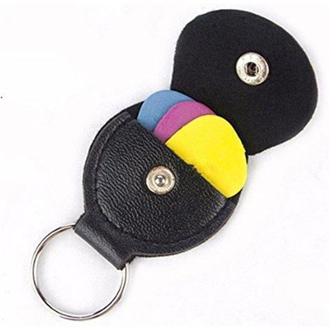 Plettro Titolare Con Pelle 3 Plectrums Nera Faux Pieghevole Custodia Portachiavi Stocking Filler - Foto 4