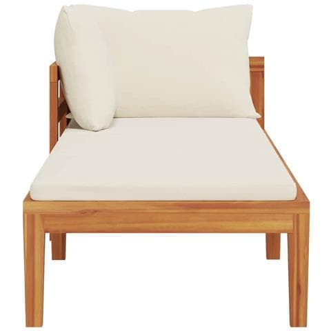 Lettino Prendisole Con Bracciolo Bianco Crema Acacia Massello - Foto 2