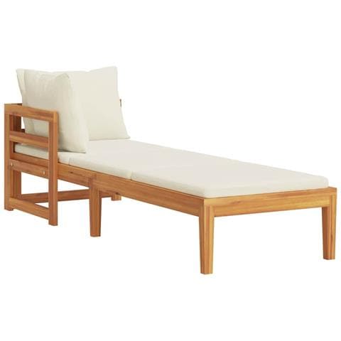 Lettino Prendisole Con Bracciolo Bianco Crema Acacia Massello - Foto 1