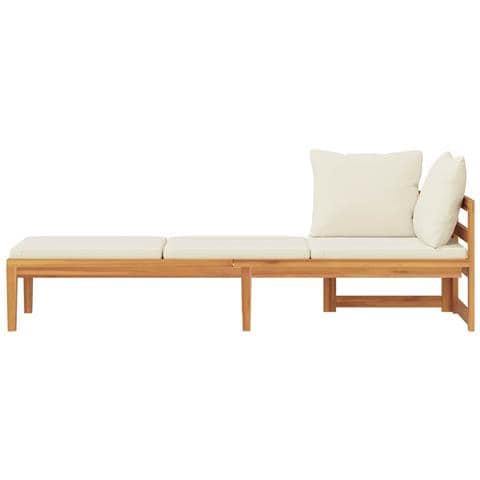 Lettino Prendisole Con Bracciolo Bianco Crema Acacia Massello - Foto 8