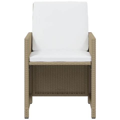 Set Da Pranzo Per Giardino 19pz Con Cuscini In Polyrattan Beige - Foto 2