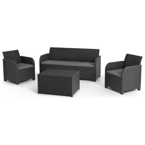 Mobili Da Giardino A Rattan Intrecciata Imitazione 5 Persone Sanremo - Grafite Grigia - Foto 1