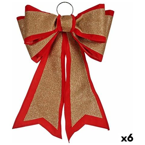 Fiocco Decorazione Natalizia 40 X 60 Cm Rosso Dorato Pvc (6 Unità) - Foto 1