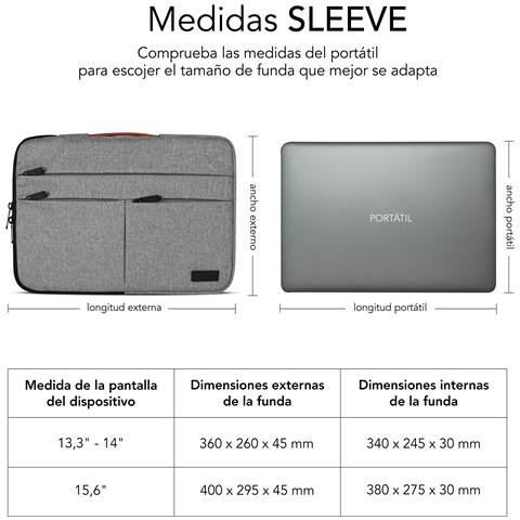 SUBLS-AP36002 borsa per laptop 35,6 cm (14") Custodia a tasca Grigio - Foto 2