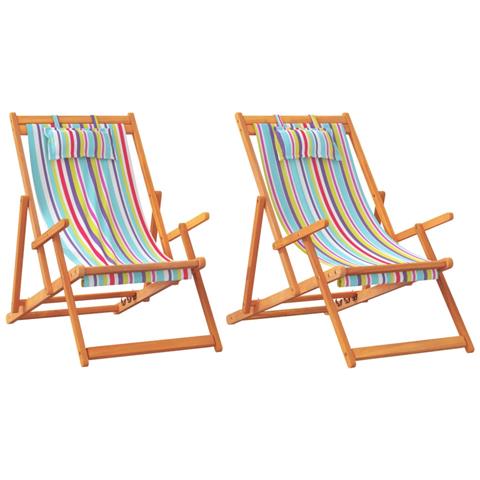 Sedie Da Spiaggia Pieghevoli 2 Pz In Tessuto Multicolore - Foto 2