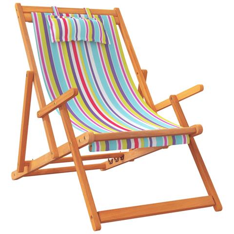 Sedie Da Spiaggia Pieghevoli 2 Pz In Tessuto Multicolore - Foto 3