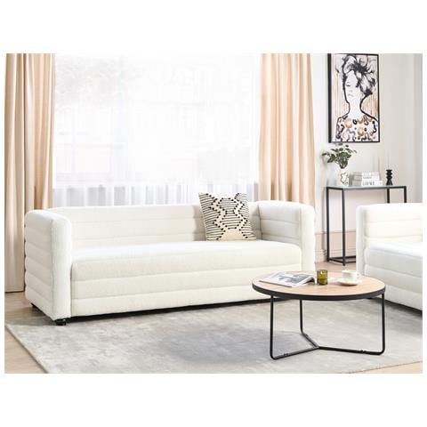 Divano 3 Posti Hofn Bouclé Bianco Sporco - Foto 1