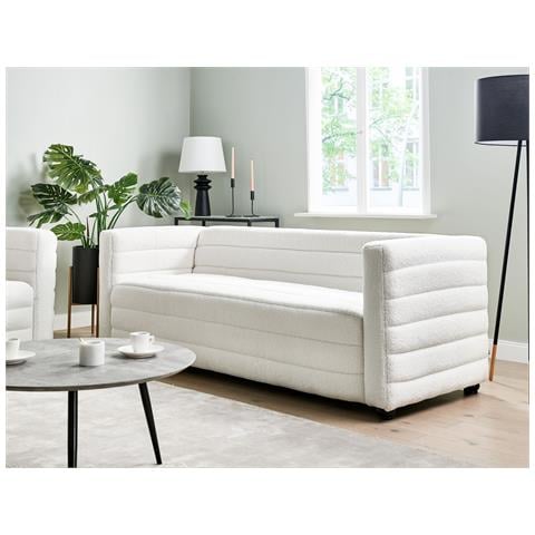 Divano 3 Posti Hofn Bouclé Bianco Sporco - Foto 8