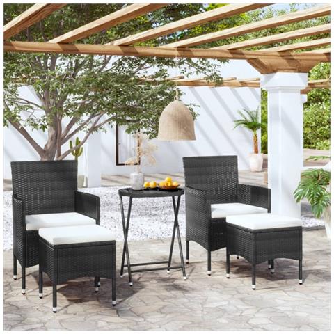 Set Da Bistrot Per Giardino 5pz Polyrattan Vetro Temperato Nero - Foto 8