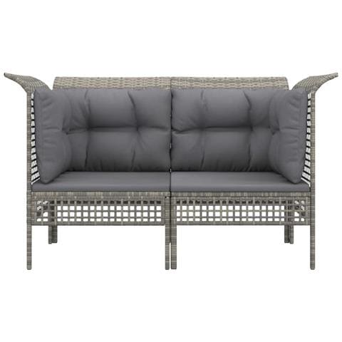 Divani Angolari Da Giardino Con Cuscini 2pz Polyrattan Grigio - Foto 2